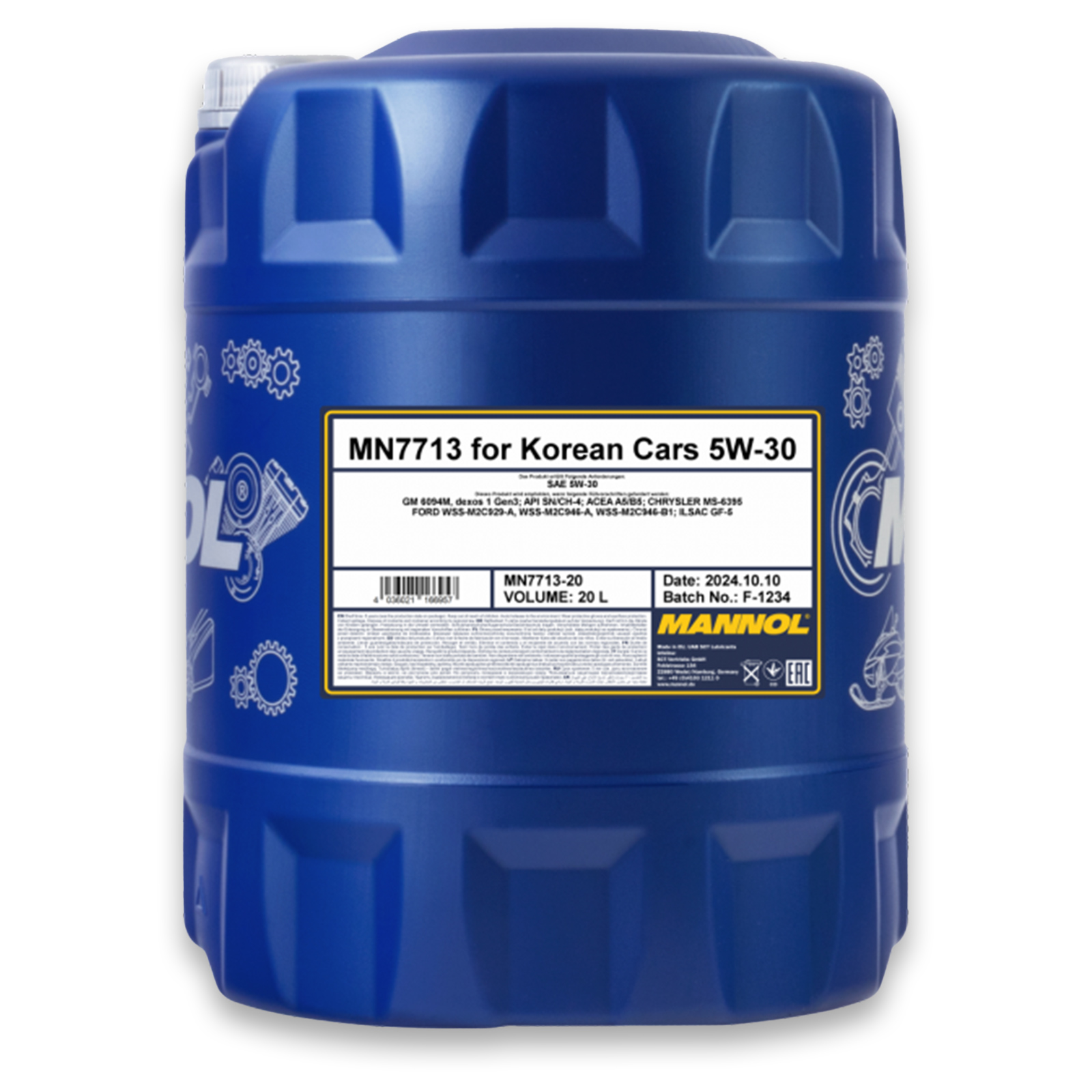 20L Mannol 7713 for Korean Cars 5W-30 Motor&ouml;l API SN/CH-4 ACEA A5/B5 ILSAC GF-5