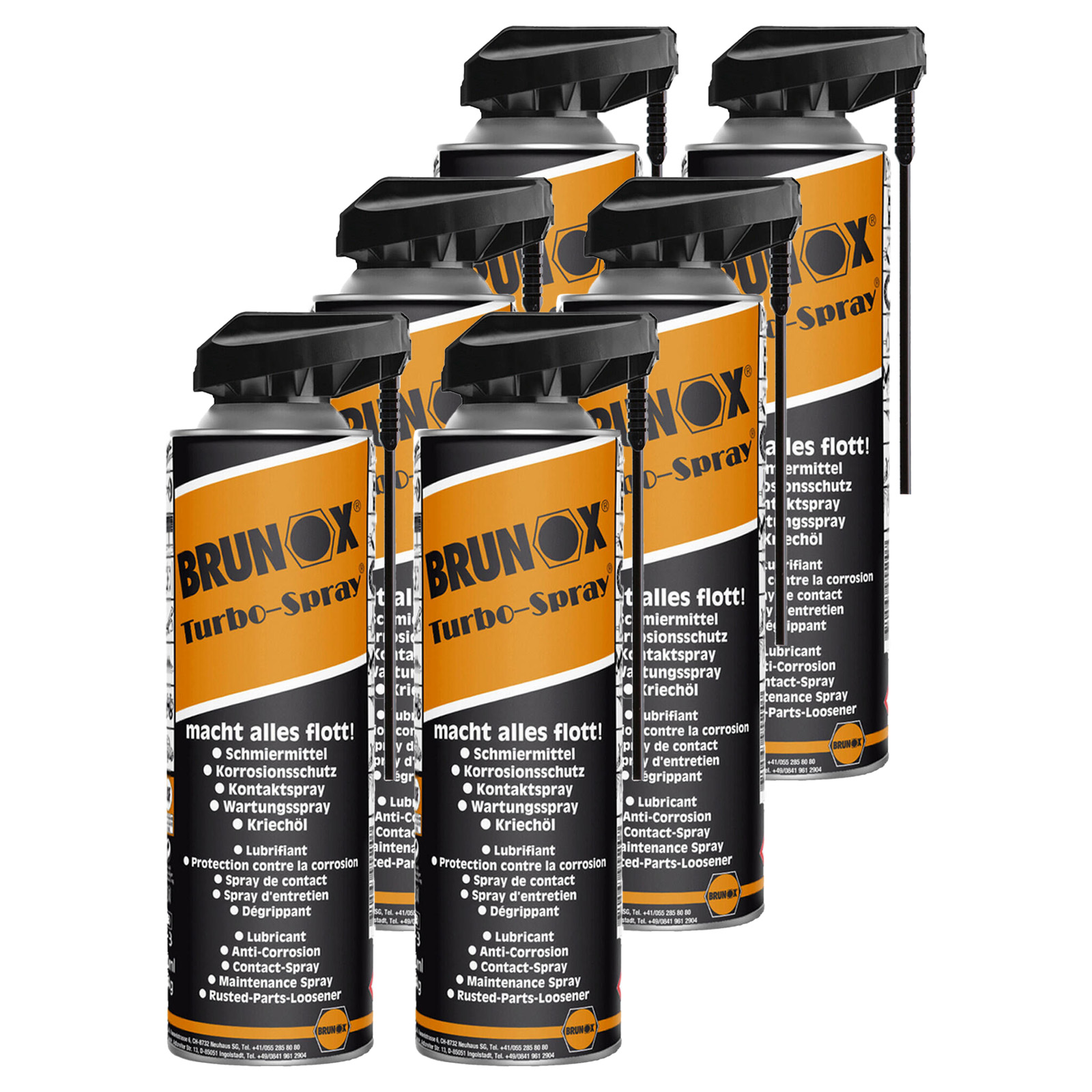 6x BRUNOX Turbo-Spray 500ml Power-Click