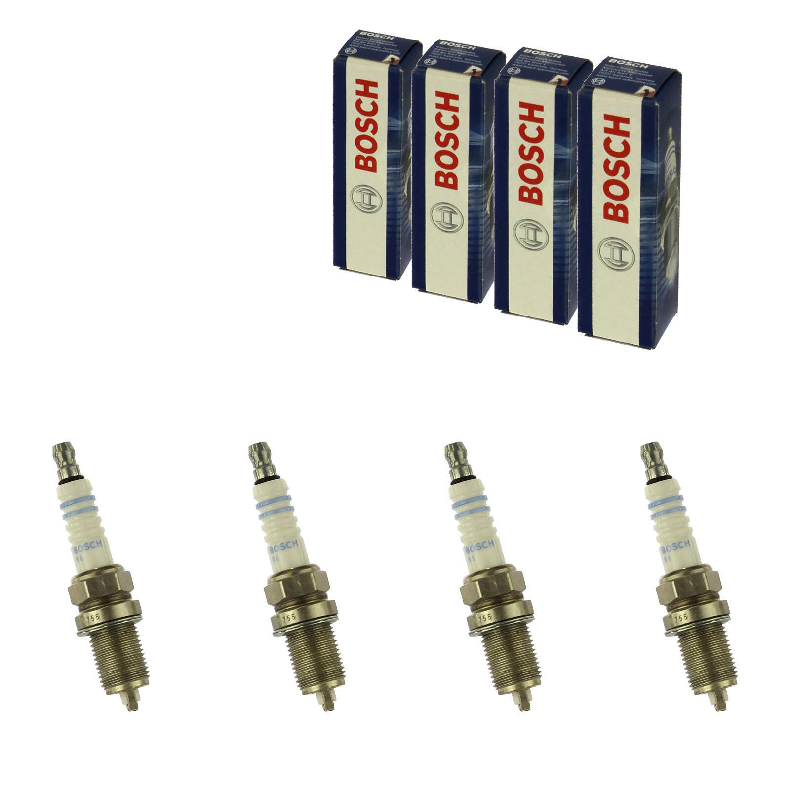 4x BOSCH Z&uuml;ndkerze passend f&uuml;r Renault Twingo 1 1.2 D7F706 VW Golf 4 1.6 APF AEH