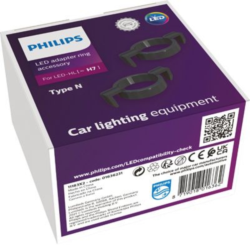 PHILIPS Bulb Socket, headlight Adapter Ring H7-LED Type N