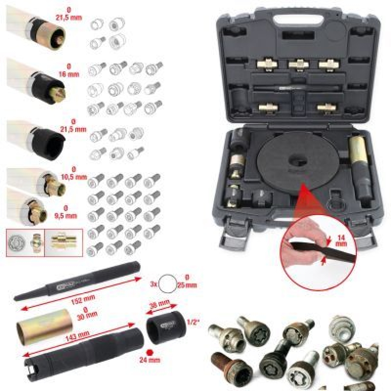 KS TOOLS L&ouml;sewerkzeugsatz, Felgenschloss 9131430