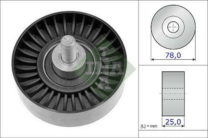 INA Deflection/Guide Pulley, v-ribbed belt