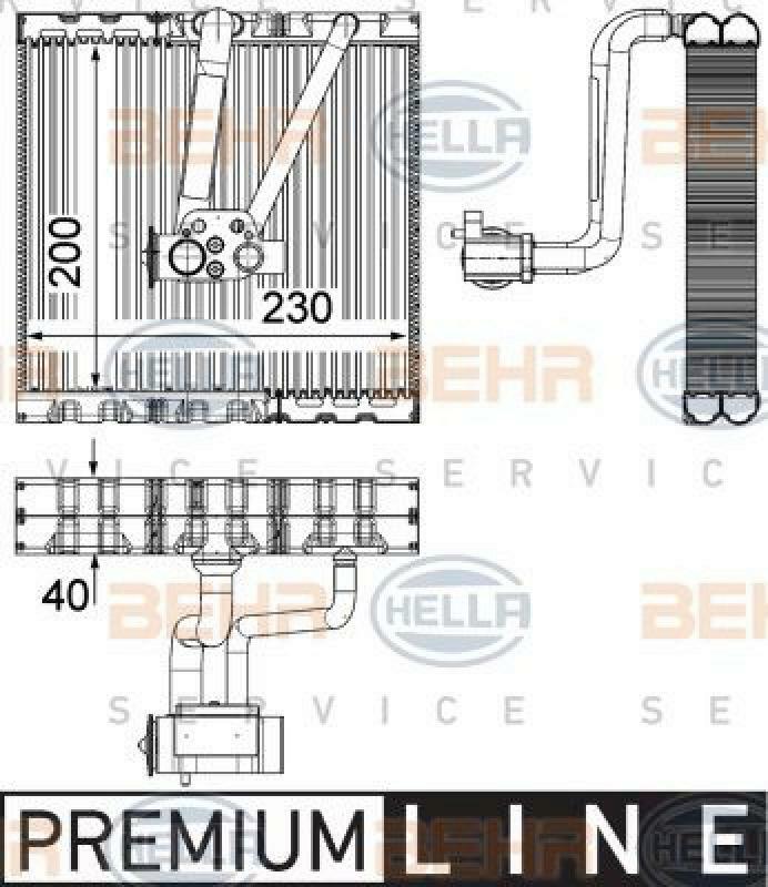 HELLA Verdampfer, Klimaanlage BEHR HELLA SERVICE *** PREMIUM LINE *** 8FV 351 330-711