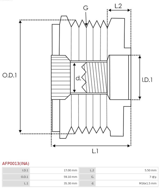 AS-PL Generatorfreilauf Brandneu Ina AFP0013(INA)